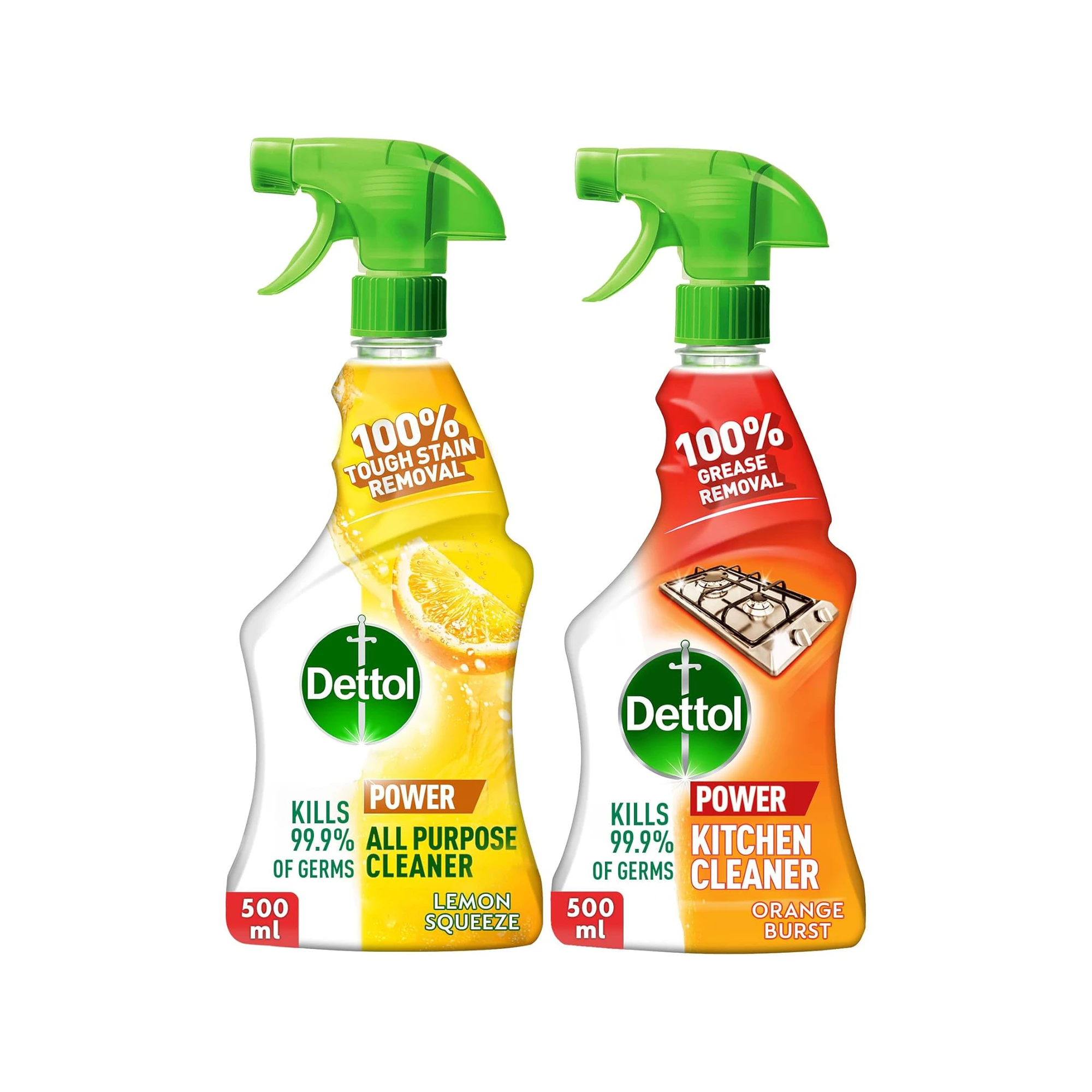Dettol All Purpose Cleaner (Lemon) with Kitchen Cleaner (Orange Burst) Trigger S