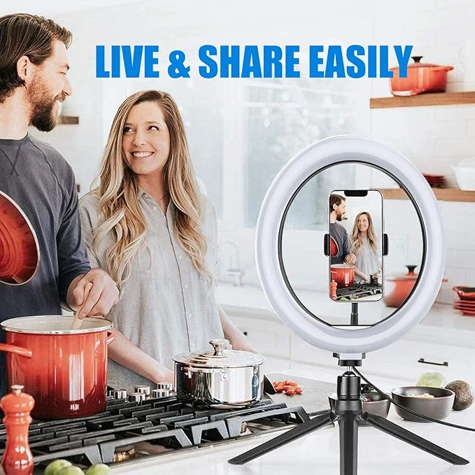 10 inch LED Ring Light – Adjustable Brightness with Tripod Stand for Perfect Lig