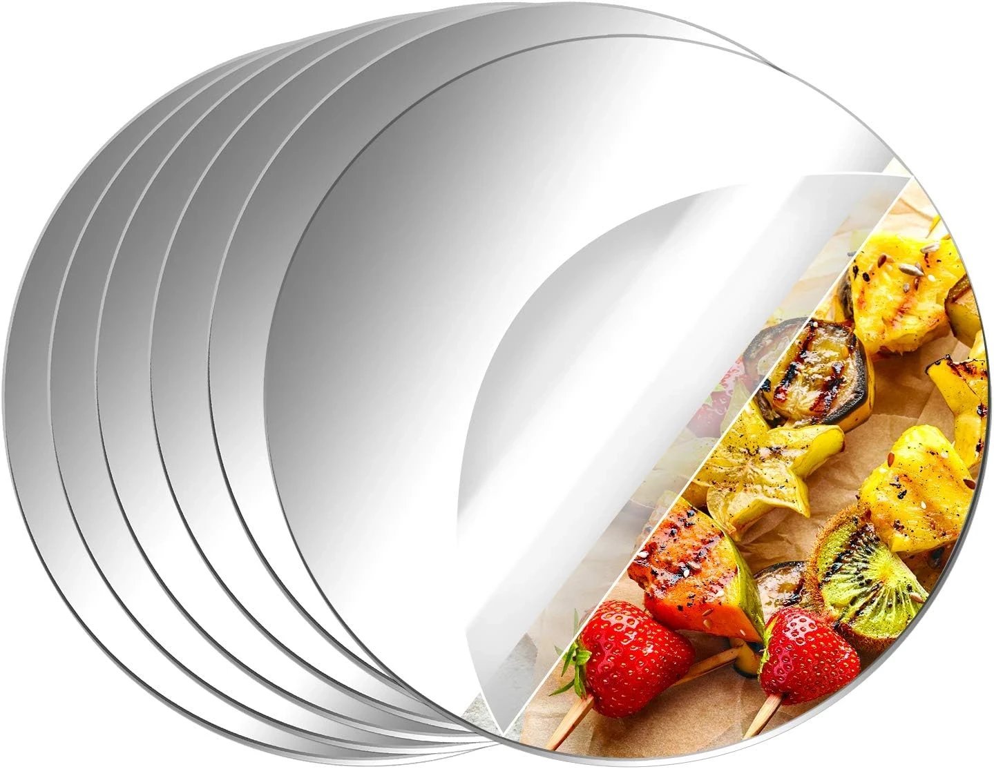 6 Pack 6 inches Acrylic Round Mirrors Non Glass Round Mirror Plate Self Adhesive