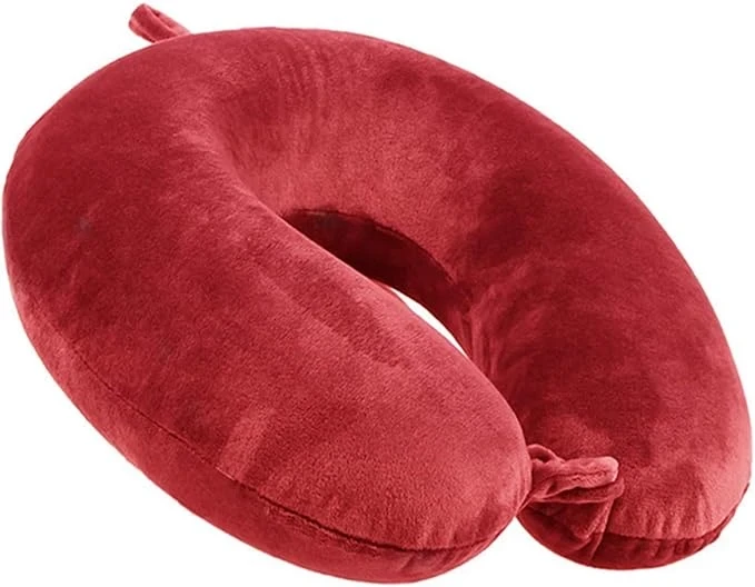 Travel Pillow - Red, Comfortable Neck Support for Journeys