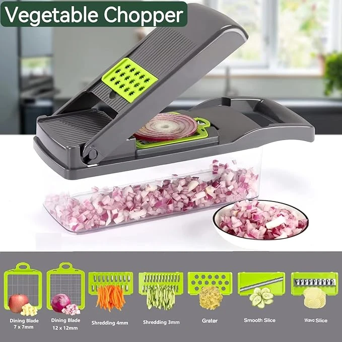 Multifunction Vegetable Chopper in Gray – Your All-in-One Kitchen Prep Solution 