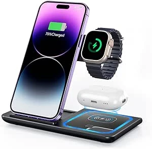 3-in-1 Wireless Charger - Fast Charging Dock for iPhone, Apple Watch, and AirPod