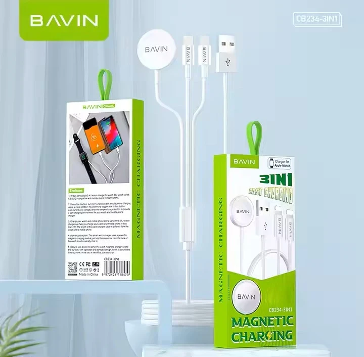 BAVIN 3-in-1 Fast Charging USB Data Cable – Universal and Efficient